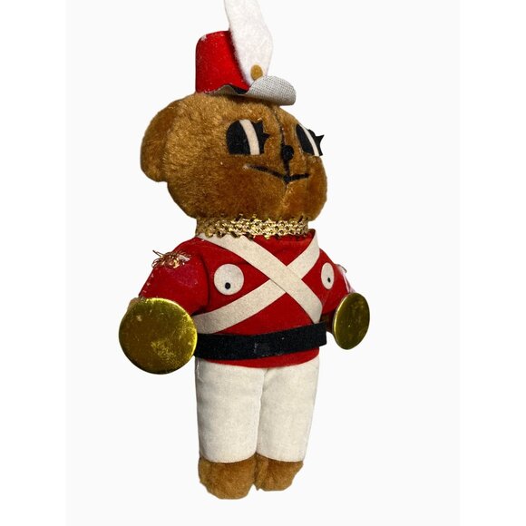 Plush Teddy Bear Soldier Christmas Ornament vintage - Picture 6 of 13